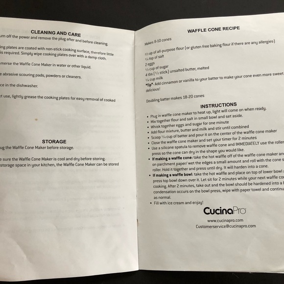 CUCINA PRO Waffle Cone and Bowl Maker- Includes Shaper Roller and Bowl Press - Picture 8 of 8